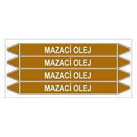 Značení potrubí, mazací olej,4 ks, 250 × 26 mm